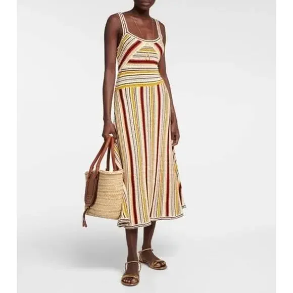 Zimmermann | Dresses | Zimmermann Vitali Stripe Crochet Midi Dress Size  Small | Poshmark